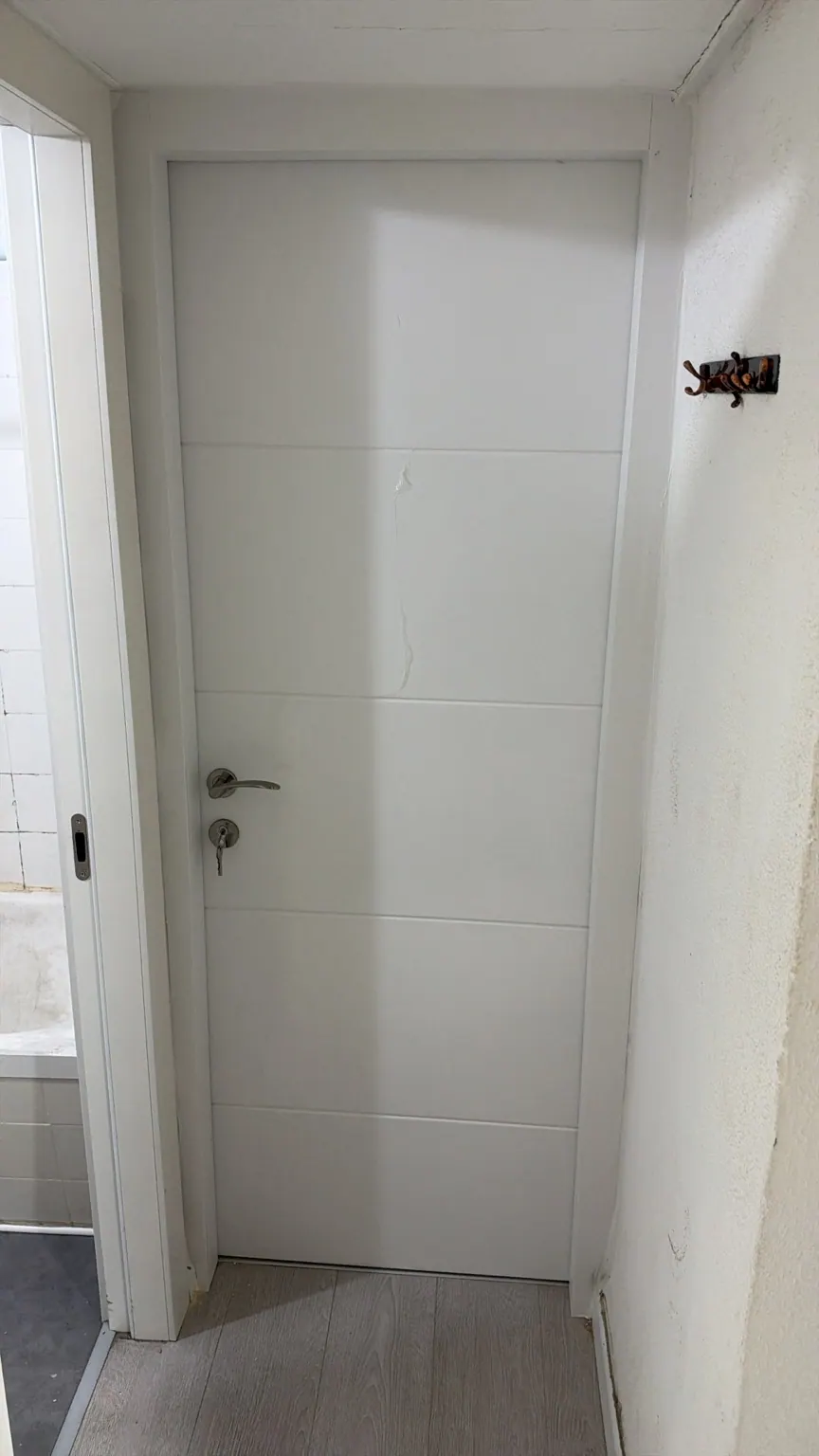דלת פנים לבנה עם פסי רוחב – מלכה דלתות